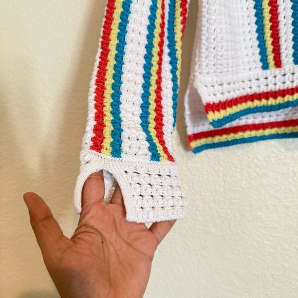 Solid & Striped The Lola Pullover Crochet Long Sleeved Split Cuffs - Picture 7 of 14